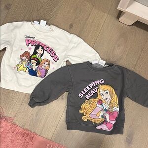 Disney Kids Sweatshirts - Cream & Charcoal with Pink Accents